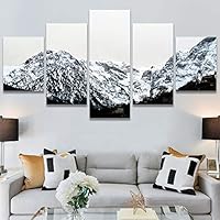 SIGNWIN 5 Panel Canvas Wall Art Monochromatic Mountains for Home Decorations Ready to Hang - 60