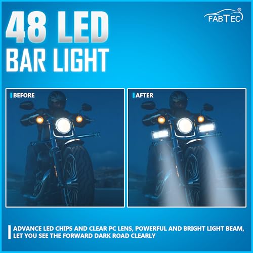 FABTEC 7 Inch 48 led bar Light Bike Led Fog Light 48 led Off-Road Flood Beam for Bikes and Scooties with On/Off Switch (White) (48 Led 7 Inch) (Set of 2) - Image 5