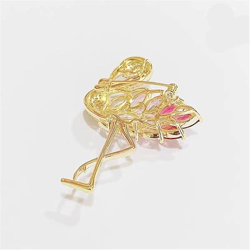 Miniatura 7 de Broche de flamencos con diseño de animales salvajes, broche de solapa para mujer, con diamantes de imitación esmaltados, broche de pájaro esmaltado