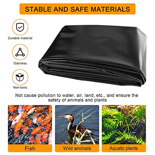 20 X 25 Feet Pond Liner 20 Mil, Ldpe Pond Skins For Fish Ponds Stream Fountain Water Garden, Black Waterfall Backyard Koi Pond Liner, Easy Cutting Underlayment Pond Liners #TOP2