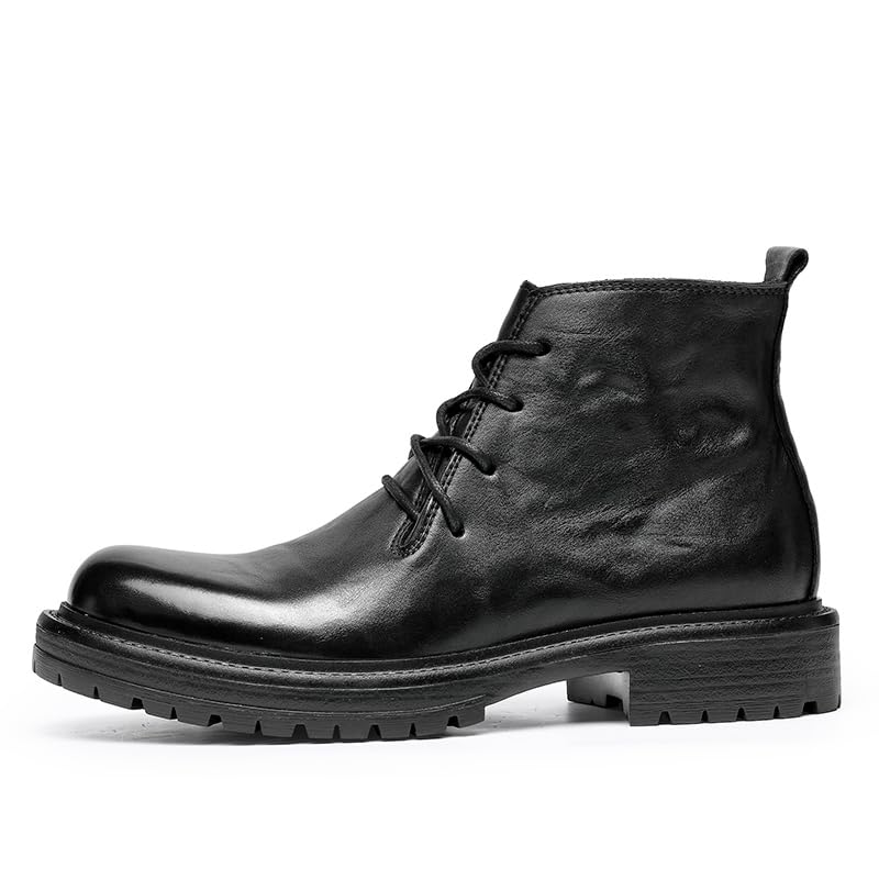 DESAI Men's Leather Derby Boots Winter Business Casual Lace Up Ankle Non Slip2