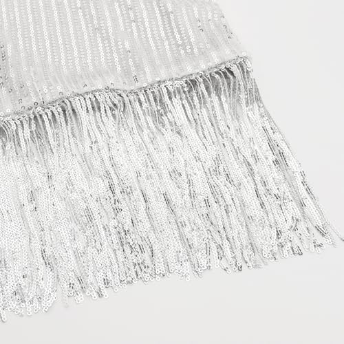 Noomelfish Girls Sequin Fringe Crop Tops Tassel Sparkly Glitter Dance Sleeveless Tank Shirt (5-12 Years)3
