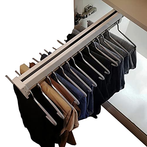 FKhanger Pull-Out Closet Valet Rod 30-60cm,Adjustable Wardrobe Clothing Rail Top Mount Wardrobe Hanger Rack Bar - White (Size : 600mm/23.6inch)