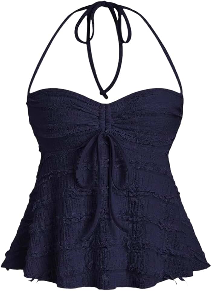 Moollyfox Sommer Tops Y2K Damen, Sexy Neckholder Crop Tops mit Schleife, Backless Top, Camisole Top,