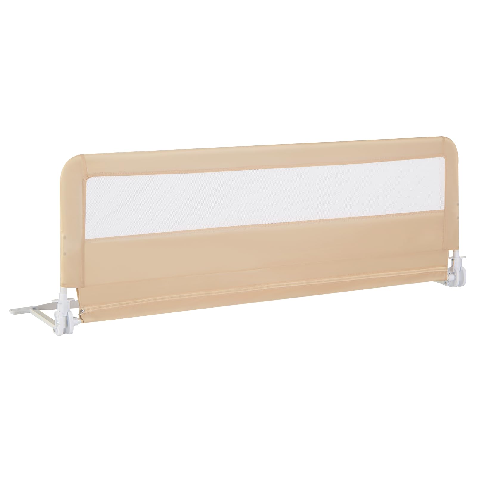 RELAX4LIFE Sponda Letto per Bambini 180 cm/150 cm, Barriera di Sicurezza, Traspirante e Pieghevole, Sbarra Letto per Letti Singoli e Matrimoniali (Beige, 150 x 41 x 55 cm)