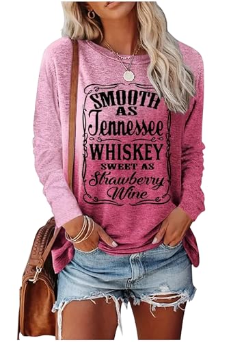 Tennessee Whiskey Shirt Cowgirls Western Graphic Tshirt Women Nashville Long Sleeve Tees Country Concert Top