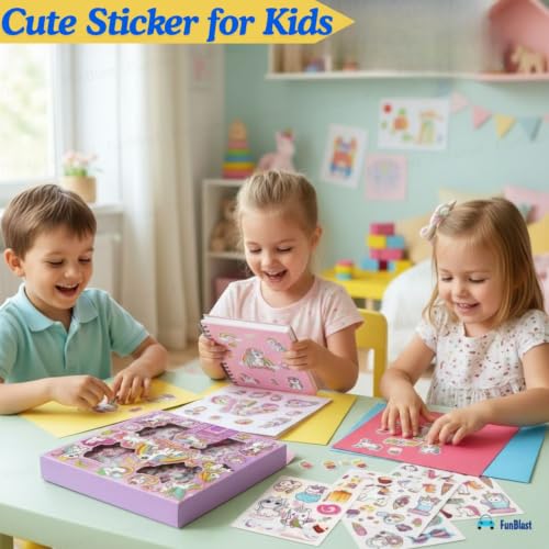 Image of FunBlast Unicorn Theme PET Stickers, Kawaii Sticker - 100 Sheets; 500+ Pcs Aesthetic Sticker, Japanese Style Craft Stickers, Self-Adhesive Sticker's Set - (Color May Vary)