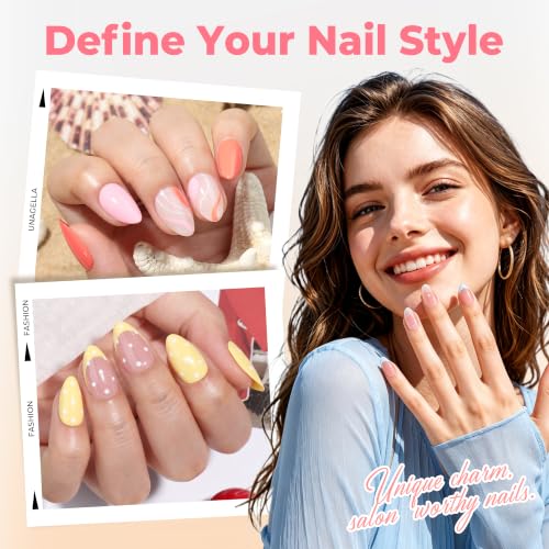 Image of UNA GELLA Short Almond Nail Tips 450PCS Fake Acrylic Nail Tips