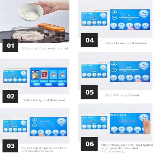 Automatische Roti-Herstellung, 1800 W Kommerzieller Brotbackautomat, Eine Taste FüR Die Herstellung Von 20 StüCk/Einmal FüR Chapati, Mehl-Tortilla, Dosa, Tawa – Bild 7