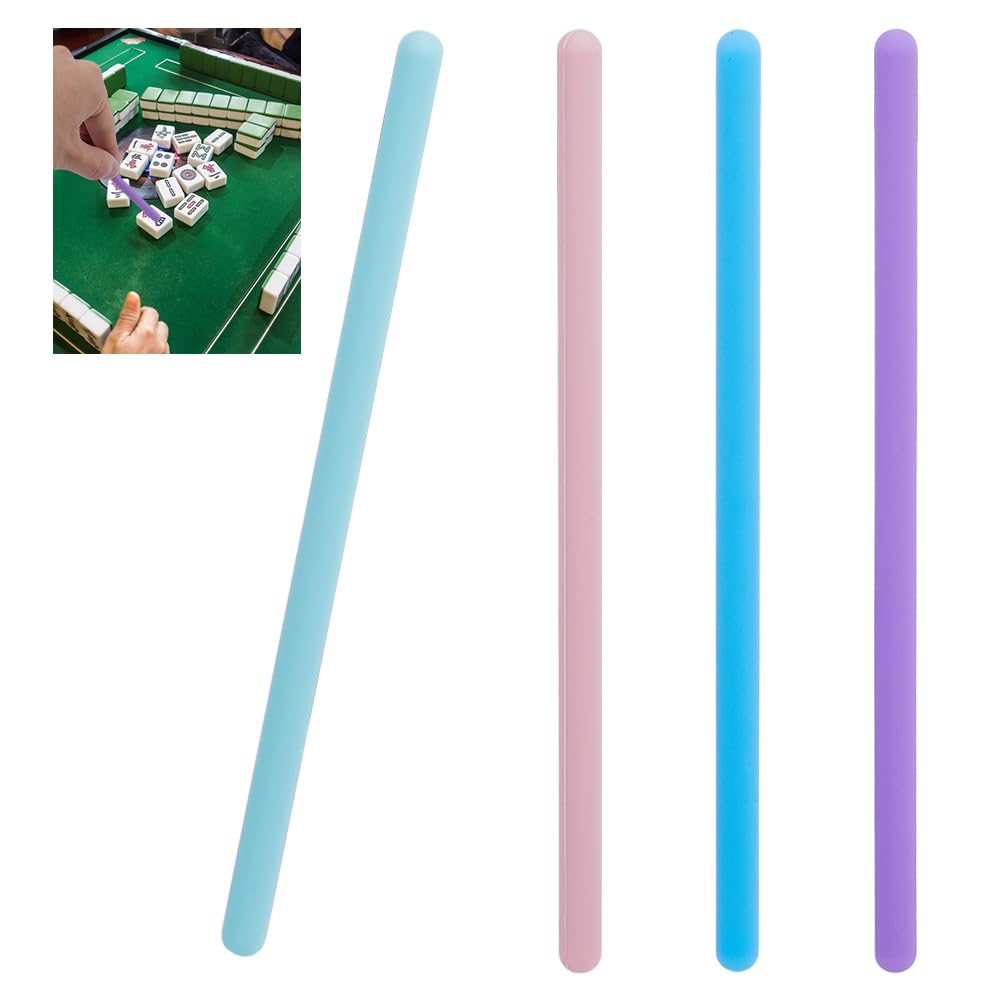 DELORIGIN 4Pcs Mahjong Tile Takers Silicone Tile Grabbers Sticks to Reach Pass Pick up Mahjong Accessories Gift