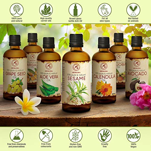 Sesamolie (koudgeperst) 100ml, 100% puur natuurlijke basisolie - dragerolie - rijk aan mineralen & vitamines voor… - Image 3