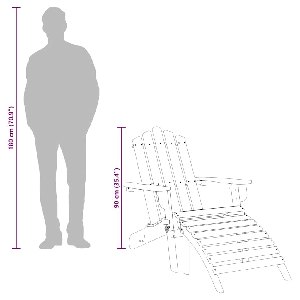 vidaXL Bois d'Acacia Massif Chaise de Jardin Adirondack et Repose-Pied Fauteuil de Jardin Chaise de Patio Siège de Terrasse Fauteuil d'Extérieur
