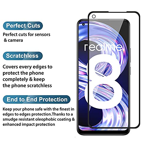 Image of STP FEEL� Glass Screen Protector Designed For Realme 8 (6.4 inch) [Edge to Edge Coverage] HD Clear, Bubble-Free, Anti-Scratch Full Protection Durable Tempered Glass - Black, Pack of 1