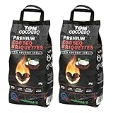 TOM Cococha KS1964 TOM COCO Grill-Kokoskohle Briketts, Eiform, 2 x 3 kg (6 kg)