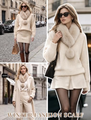 Avidlove Winter Scarf for Women Cold Weather Faux Fur Collar Scarf Fluffy - image 3