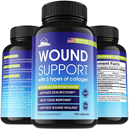 Surgery Recovery & Wound Support Pills - Made in USA - Healing Capsules for Scar, Wound, Bruising and Swelling - After Breast Surgery Natural Collagen Wound Healing Supplement for Health & Scars