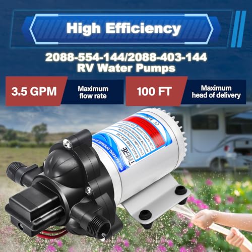 Image of 2026 Upgrade 2088-554-144 /2088-403-144 RV Fresh Water Pump,12 V 45 PSI 3.5 GPM Diaphragm Pump with Pressure Switch and Detachable Filters,1 /2MNPT Connection for RV Marine Yacht