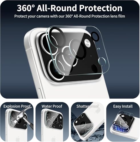 Image of CLITZ 2 Pack Camera Lens Protector for iPhone 17 Pro Max (6.9 inch), 9H Tempered Glass Camera Lens Cover, Scratch Resistant, Anti-Fingerprint, HD Clear, Bubble Free Easy Installation, Case Friendly Full Coverage Protection