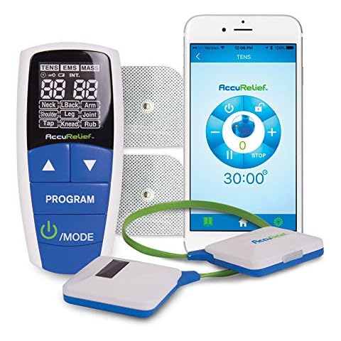 AccuRelief Wireless Tens Unit and EMS Muscle Stimulator - Includes Pulse Massager - Pain Relief Device with Remote and Mobile App, TENS Machine, TENS Device Cover