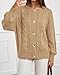 BTFBM Chunky Cardigan Sweaters for Women Fall Fashion 2025 Button Long Sleeve Loose Cable Knit Winter Coats Outerwear(Khaki, Small)