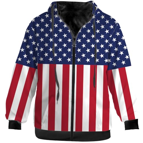 American Flag Jacket for Men Women Red White Blue Winter Coat Hoodied Sweatshirts Zip Up Hoodies2