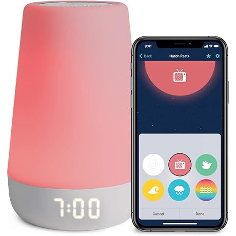 Hatch Rest+ 1st Gen Baby Sound Machine, Night Light, Time-to-Rise Plus Audio...