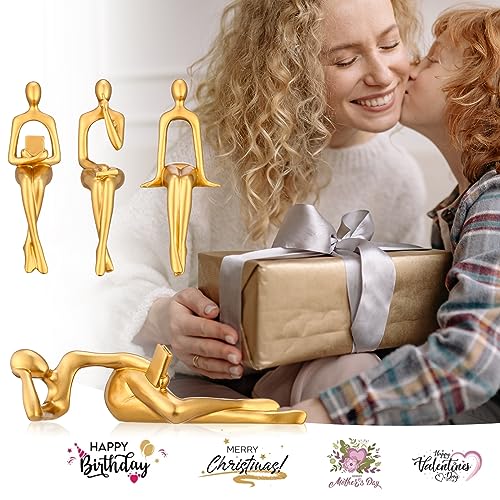 Set de 4 estatuas decorativas doradas para estantería miniatura 4