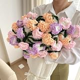 Manta de ganchillo hecha a mano, suave, romántica, ramo de flores de clavel, manta grande, manta de punto, regalo para decoración del hogar de cumpleaños (manta acabada)