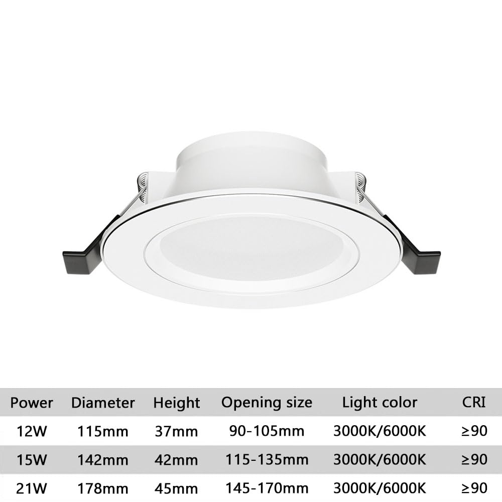 LED empotrable de Techo Comercial para hogar, Sala de Estar y Dormitorio. de Aluminio, 12/15/21 W, luz empotrada, Paquete de 1 o 4 Unidades.