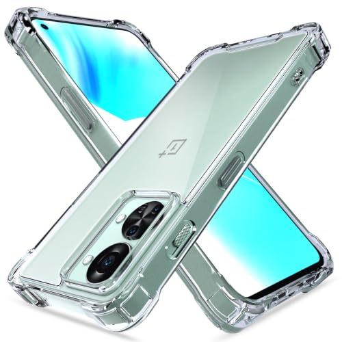 Image of Outlouders Back Cover for OnePlus Nord 2T 5G Clear Transparent PC + TPU Bumper Case with Raised Edges for Shockproof Protection (Transparent)