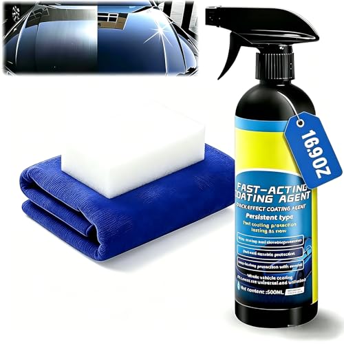 500 ML Quick Effect Coating Agent for Car Coating Spray Quickly Coat Car Wax Spray Scratch Wax Polish Waterless Wash Oil Film Emulsion Glass Cleaner X/U (Black 500ML)
