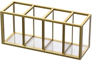 Niubee Acrylic 4-Compartment Copper Pencil Holder