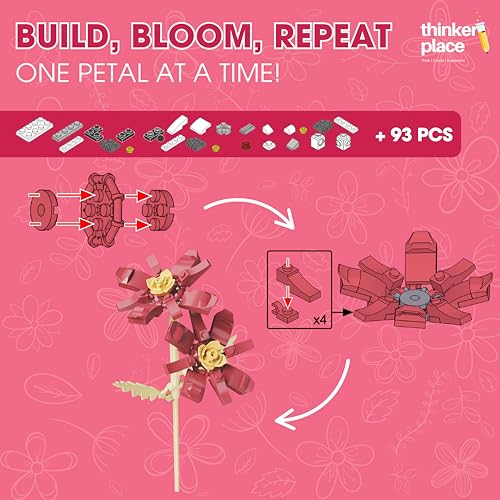 Image of STEM Galsang Flower Building Blocks Set (93 Pcs, 12-in-1) | DIY Flower Pen Stand Kit for Kids 6+ Years (Boys & Girls) | Creative Craft & Learning Toy | Ideal Gift for Kids