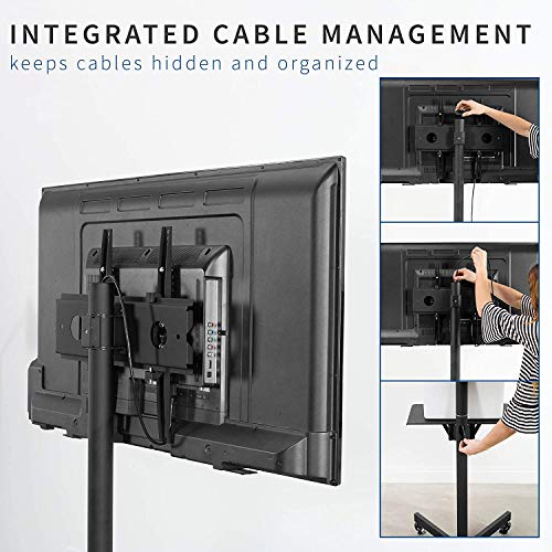 VIVO Universal Mobile TV Cart for 23-55 inch LCD LED Flat Panel Screen TVs up to 55 lbs, Pro Height Adjustable Rolling Black Stand with Laptop Shelf, Locking Wheels - Max VESA 400x400 (STAND-TV04M)