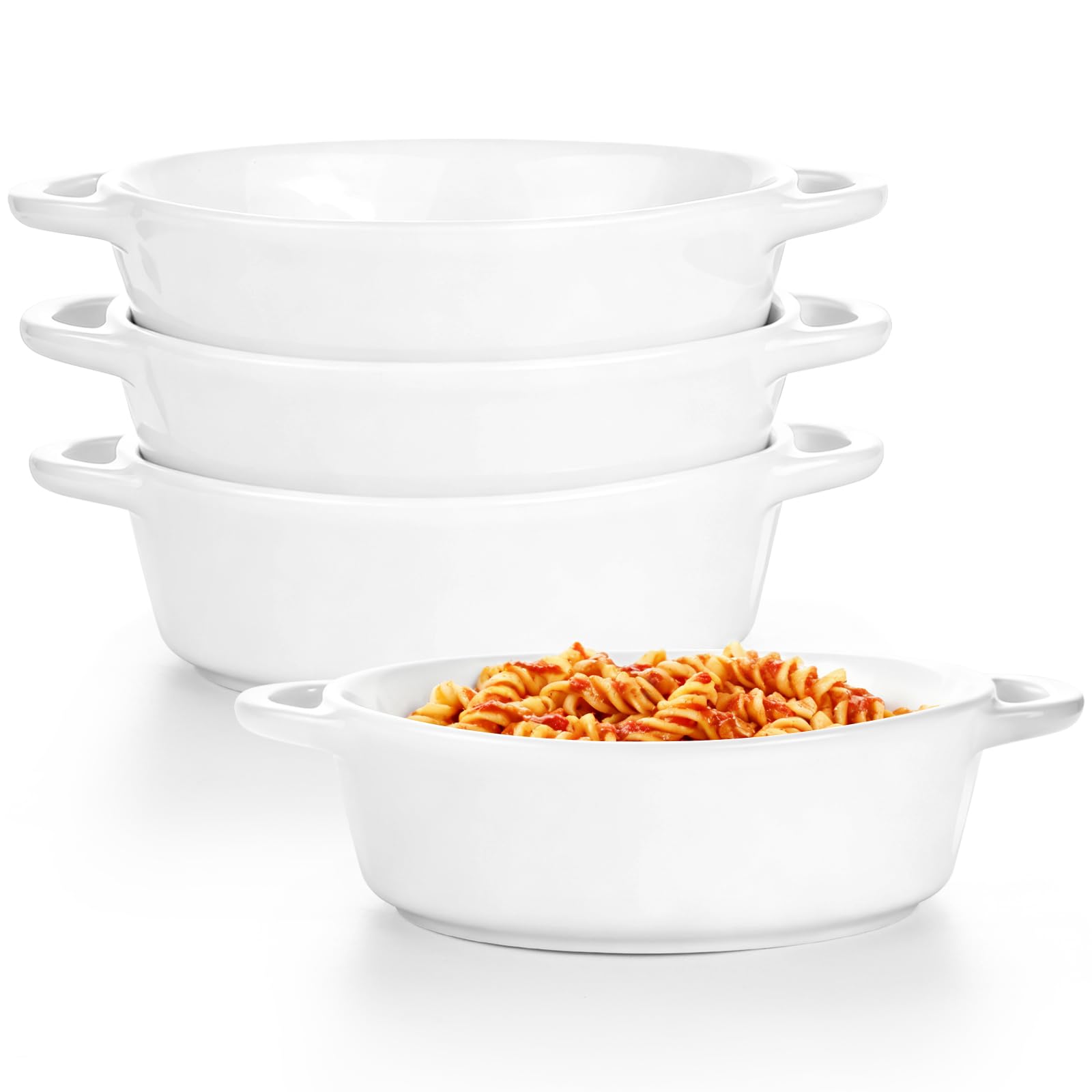 Plat à tarte ovale blanc empilable pour gratins lasagnes et soufflés individuels
