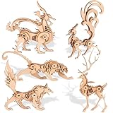 CYAZOO 5in1 3D Wooden Puzzle Animal Beast Model Set DIY Building Kits-Mountain and Sea Classic Desk Display Home Decoration-Unique Gift for Adults and Kids