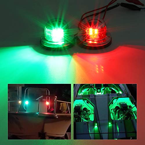 Partsam 2Pcs Marine Boat Light Red Green Led Bow Navigation Lights Deck Side Port Starboard Lights Sailing Signal Light Submersible For Pontoons Skeeter Yacht, Dc 12V #TOP2