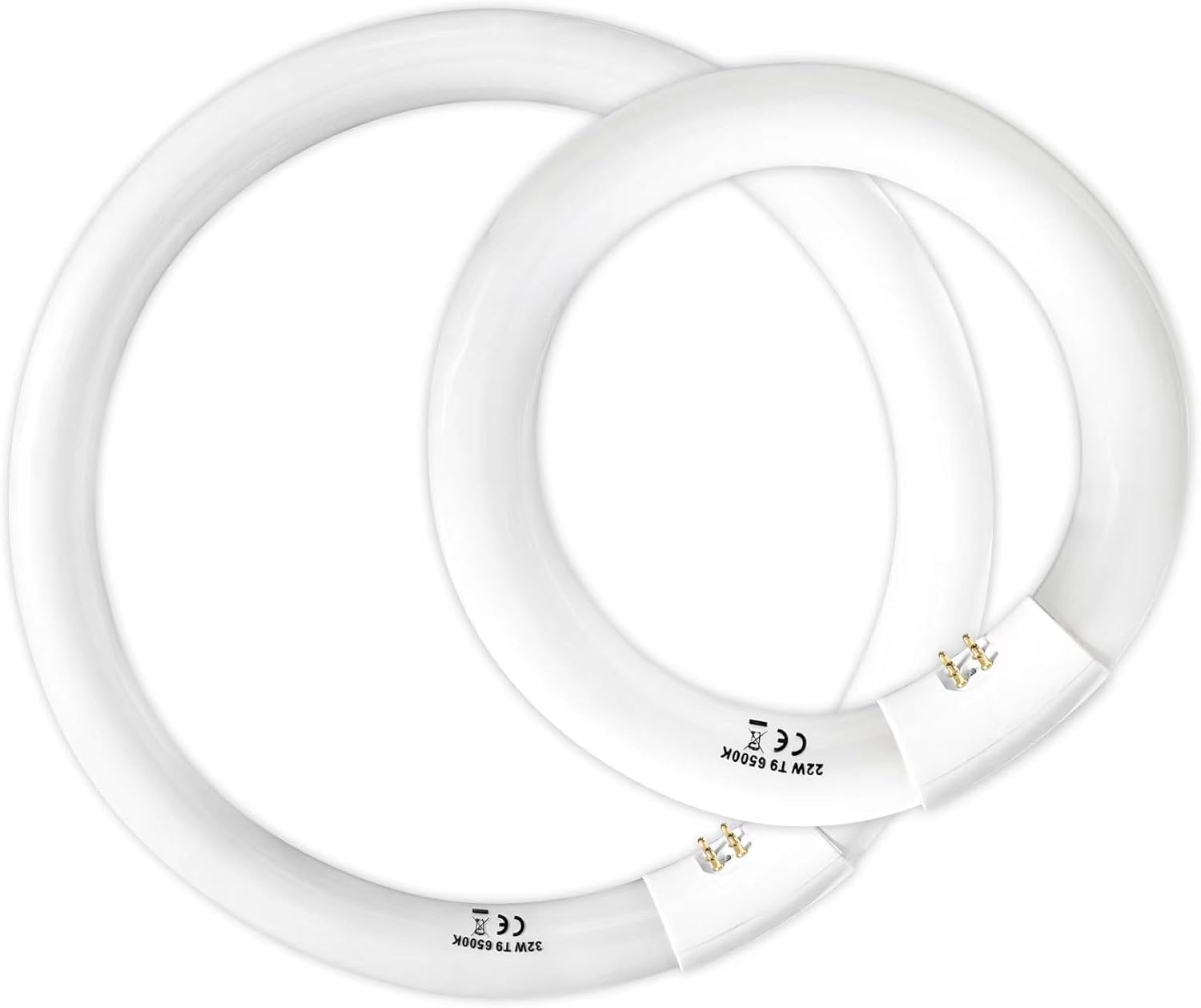 Celiwace FC8T9 22W & FC12T9 32W T9 Circular Fluorescent Bulbs Set - 6500K Daylight, 3350 Lumens, CRI 80, G10q Base, 8in & 12in