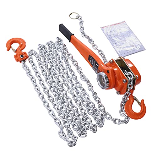 Manual Lever Chain Hoist, 1-1/2 Ton 3300 lbs Capacity 20 FT Come Along, Manual Ratchet Chain Puller Hoist with Hook Heavy Duty for Garages, Building, Factory, etc.