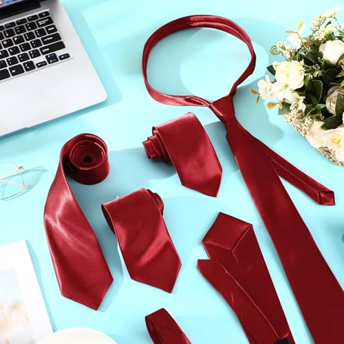 Image of Syhood 6 /12 /24 Pcs Men Ties Set Solid Satin Pure Color Business Formal Necktie Tie 57 inch for Men Occasion Wedding