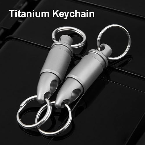 Miniatura 2 de Llavero de titanio de liberación rápida, llavero giratorio desmontable con 2 piezas de llavero, accesorio para llaves