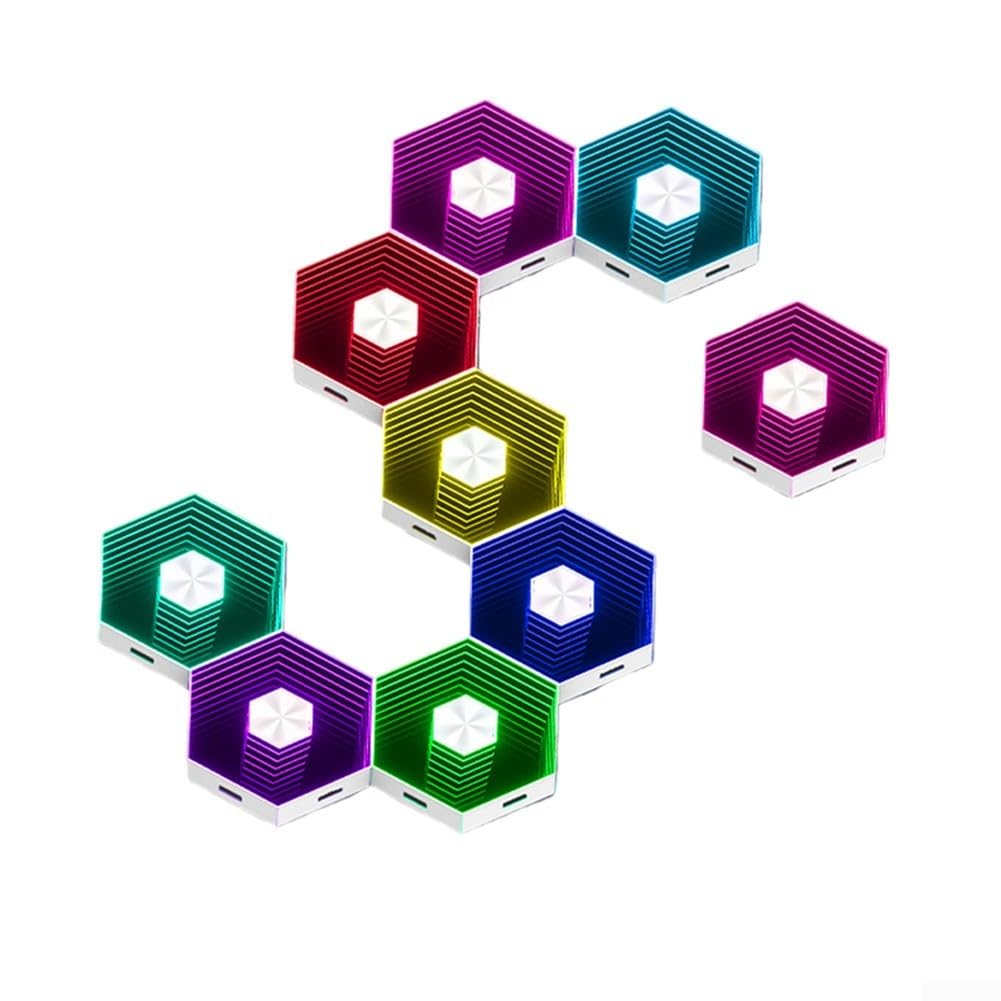 Paneles LED hexagonales RGB para pared modular con música y 16 millones de ajustes de color para cualquier espacio interior (12 piezas)