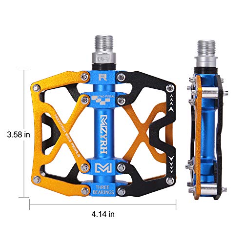 Image of MZYRH Mountain Bike Pedals, Ultra Strong Colorful CNC Machined 9 /16 inch Cycling Sealed 3 Bearing Pedals