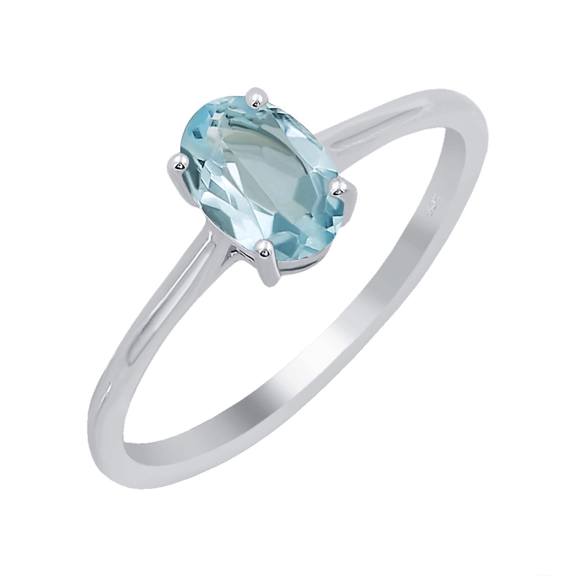 Natural Garnet/Amethyst/Citrine/Peridot/Blue Topaz 925 Silver Plated Rings for Women - Handmade Oval Shape Birthstone Jewelry Light Weight Solitaire Rings - Gift for Her-image-3