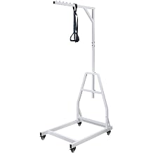 Trapeze Bar for Bed Mobility, Heavy Duty Pull Up Assist Bar with Floor Stand, 5Ft-7Ft Height Adjustable Trapeze Bar, Medical Patient Mover for Care Facilities, White