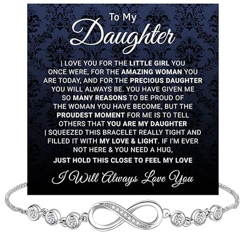 Daughter Heart Bracelet, Daughter Jewelry Gift From Dad with Message Card and Box Meaning, Graduation Gift, Birthday Christmas Gifts