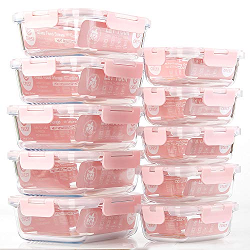 [10 Pack] Glass Meal Prep Containers, Food Storage Containers With Lids Airtight, Glass Lunch Boxes, Microwave, Oven, Freezer And Dishwasher Safe #TOP5
