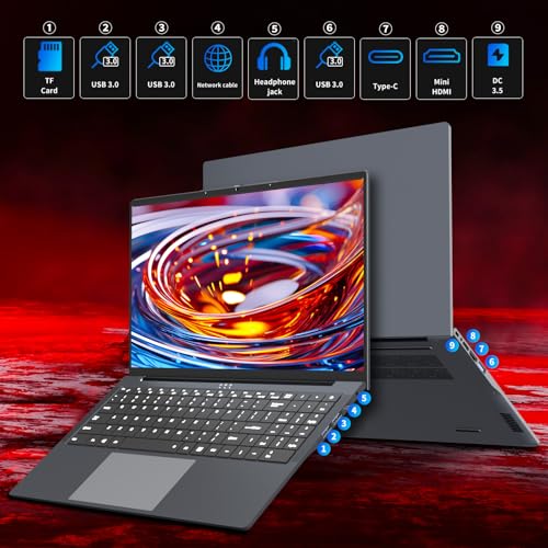 Image of Gaming Laptop, Laptop Core i5 Up to 3.60GHZ, 16 Inch Laptops Computer 16GB RAM 512GB SSD Wind 11 Pro Traditional Laptops FHD IPS Display Backlit Keyboard Notebook Computer 180 Angle Opening