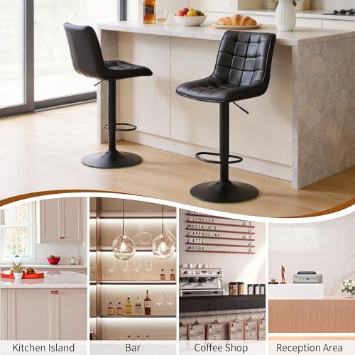 Image of FIRAVOE Swivel Bar Stools Set of 4 with Back, Adjustable Height 24 inch-33 inch