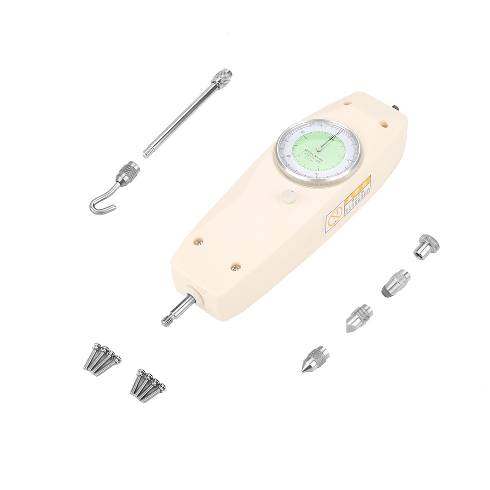 FTVOGUE Dinamómetro Analógico 100N, Herramienta de Medición Portátil para Fuerza de Empuje y Tracción, Ideal para Aplicaciones Electrónicas e Industriales